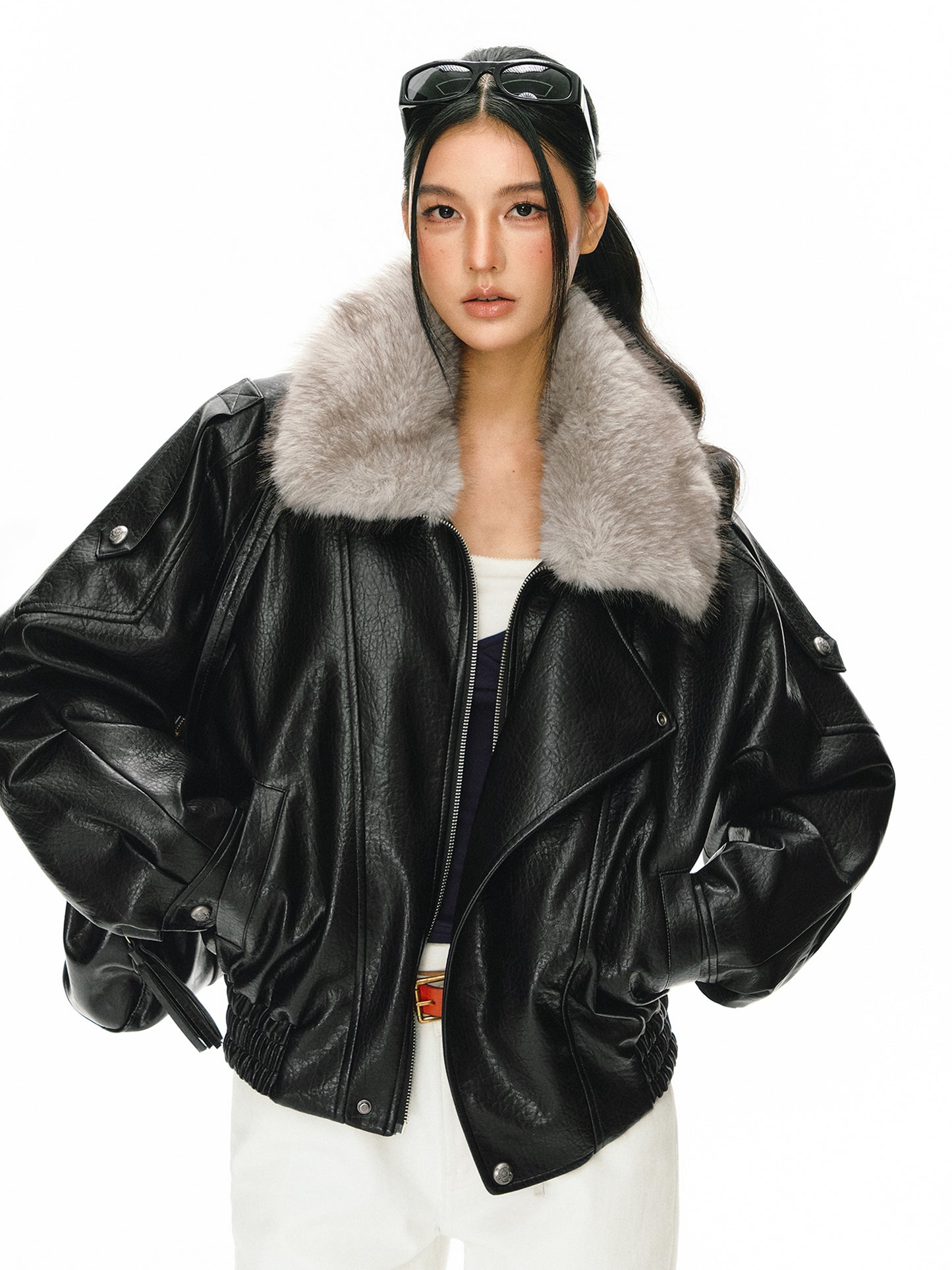 Nolwen PU Leather Padded Jacket