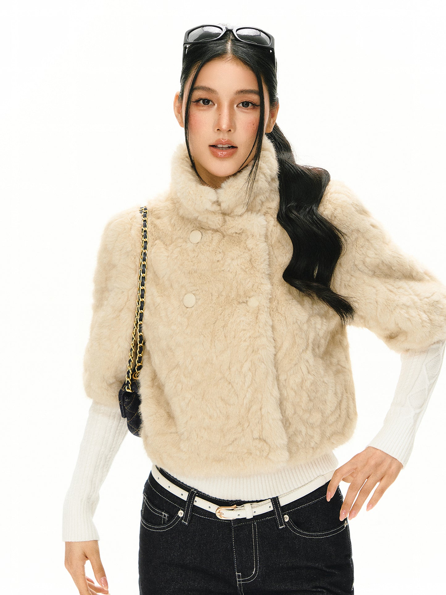 Theodora Faux Fur 3/4 Sleeve Coat
