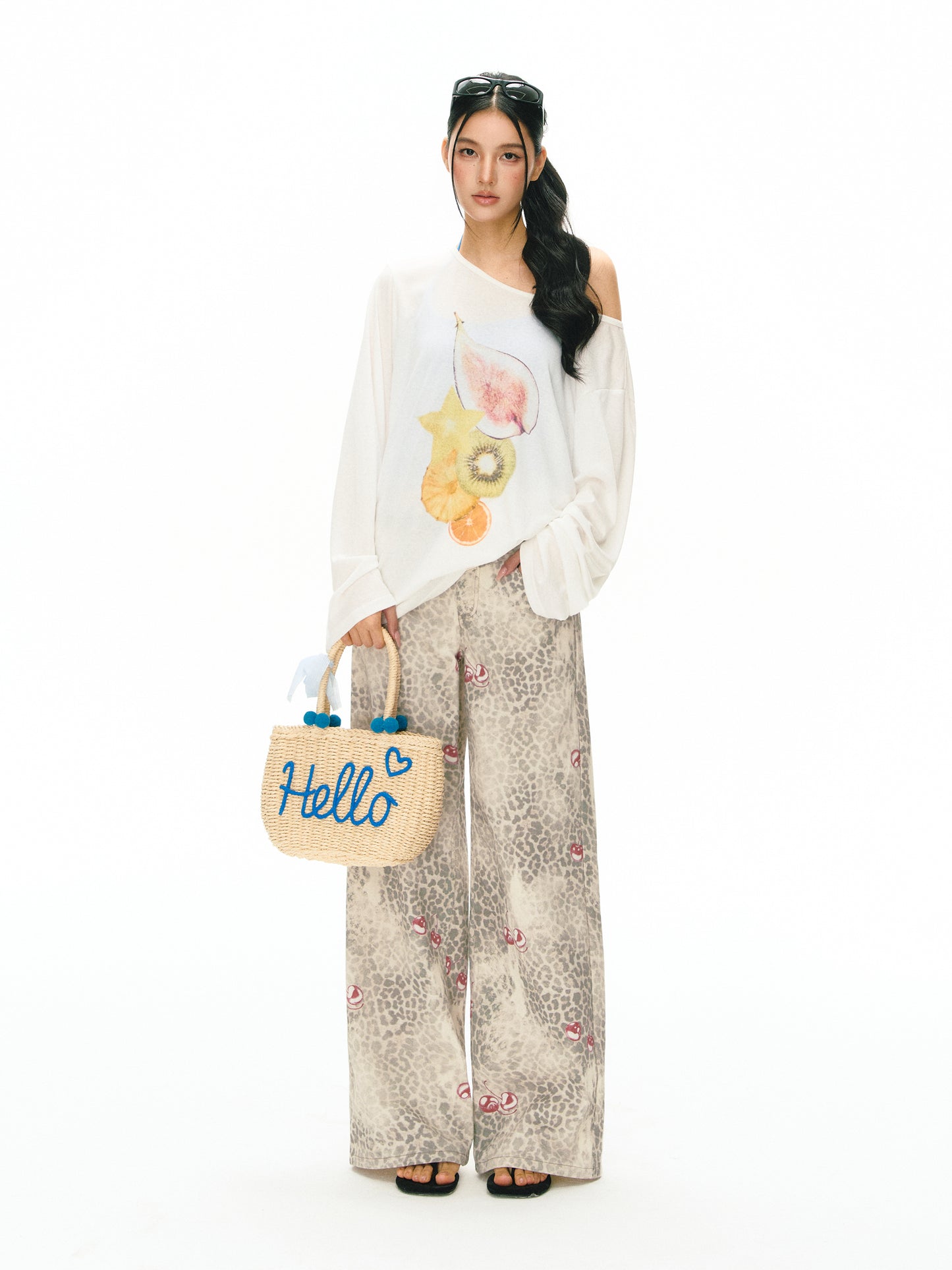 Kaelin Leopard‑cherry Print Pants