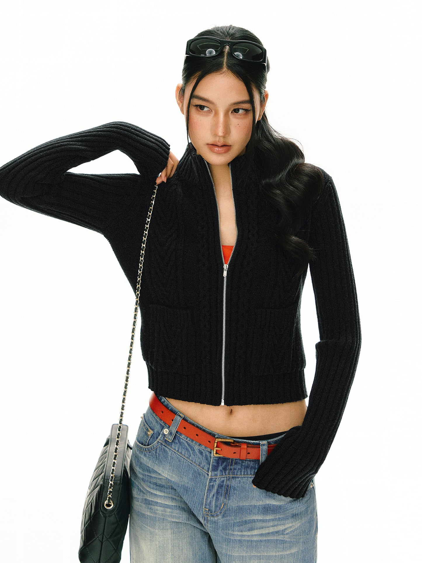 Matilda Stand Collar Cardigan Sweater