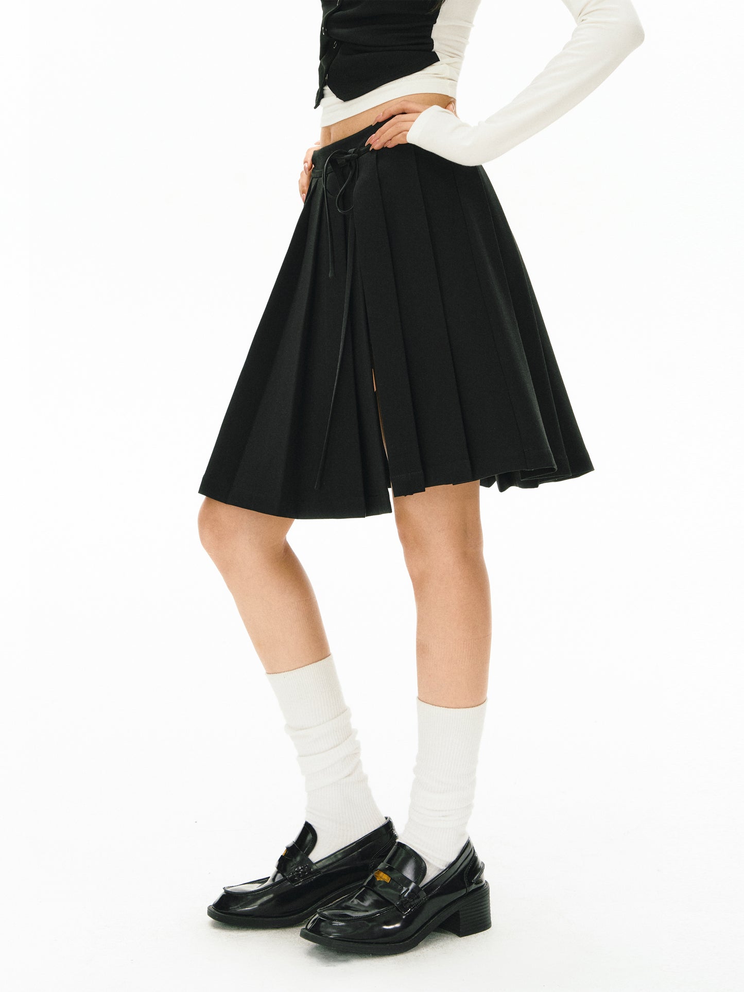 Sage Rhys Split Pleated Skirt