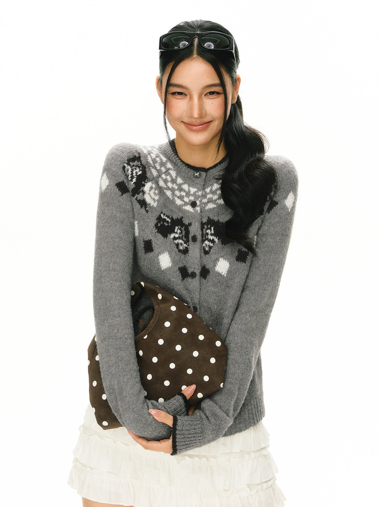 Seryn Pony Pattern Cardigan Sweater