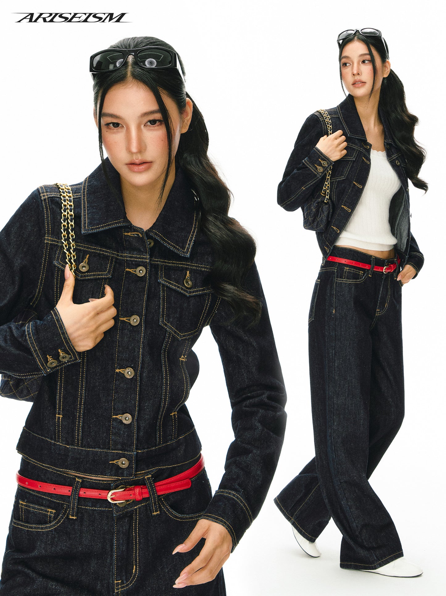 Deconstructed Casual Denim 2 Piece Outfit