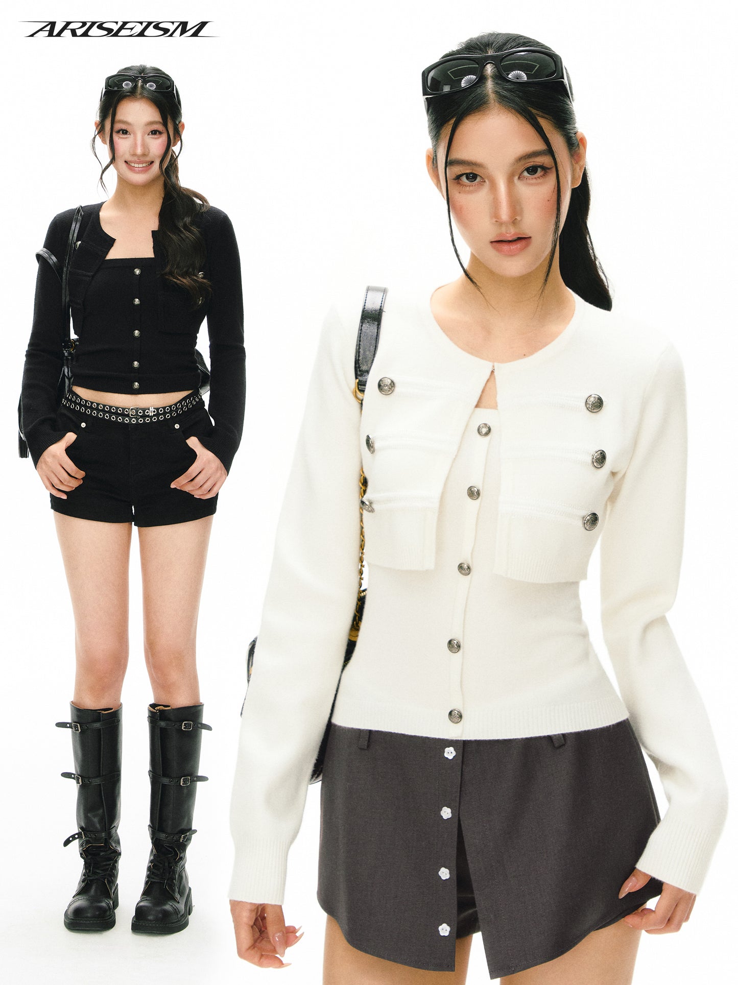 Chanel Style Cropped Knit 2 Piece Set