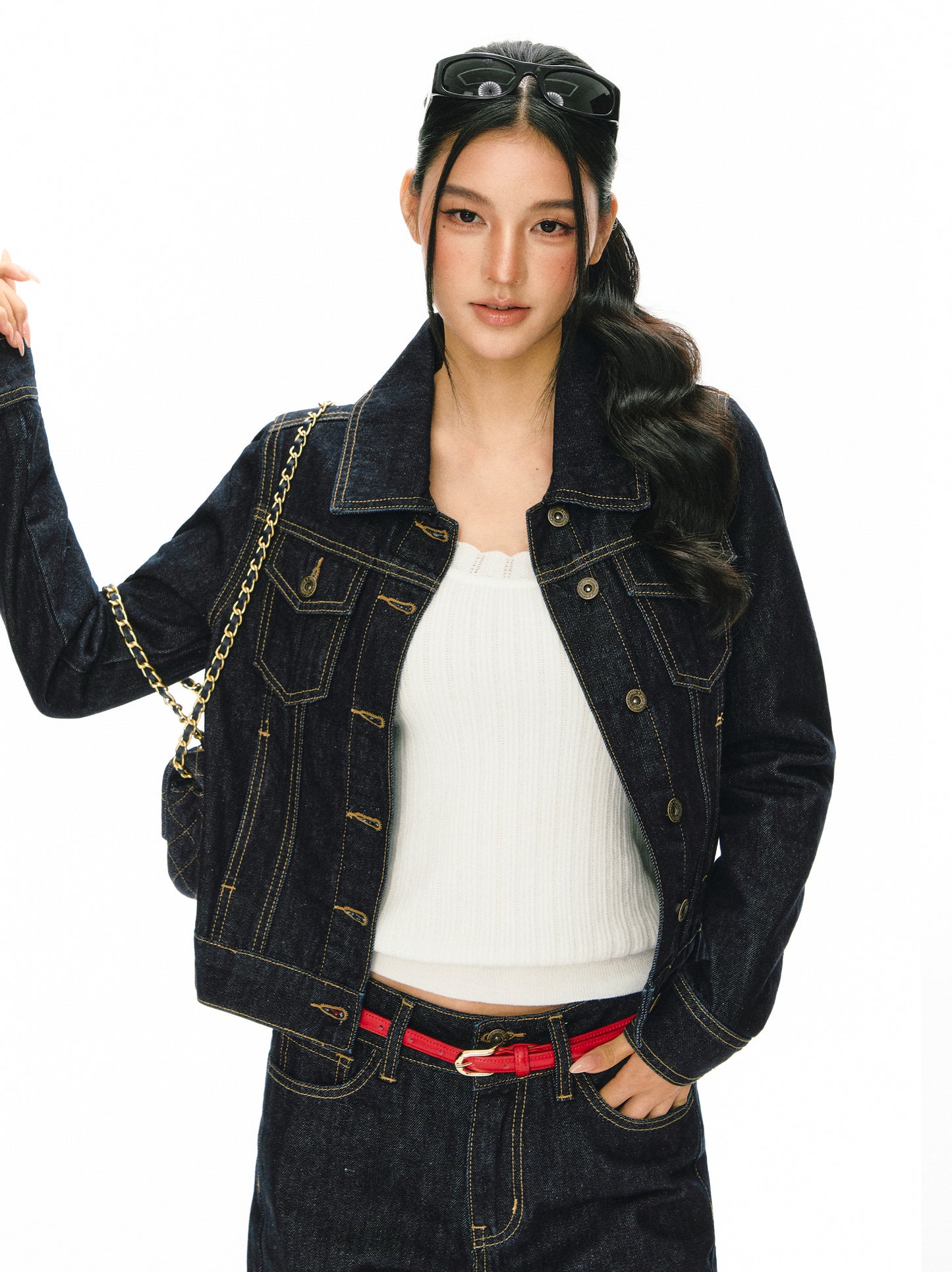 Deconstructed Casual Denim 2 Piece Outfit