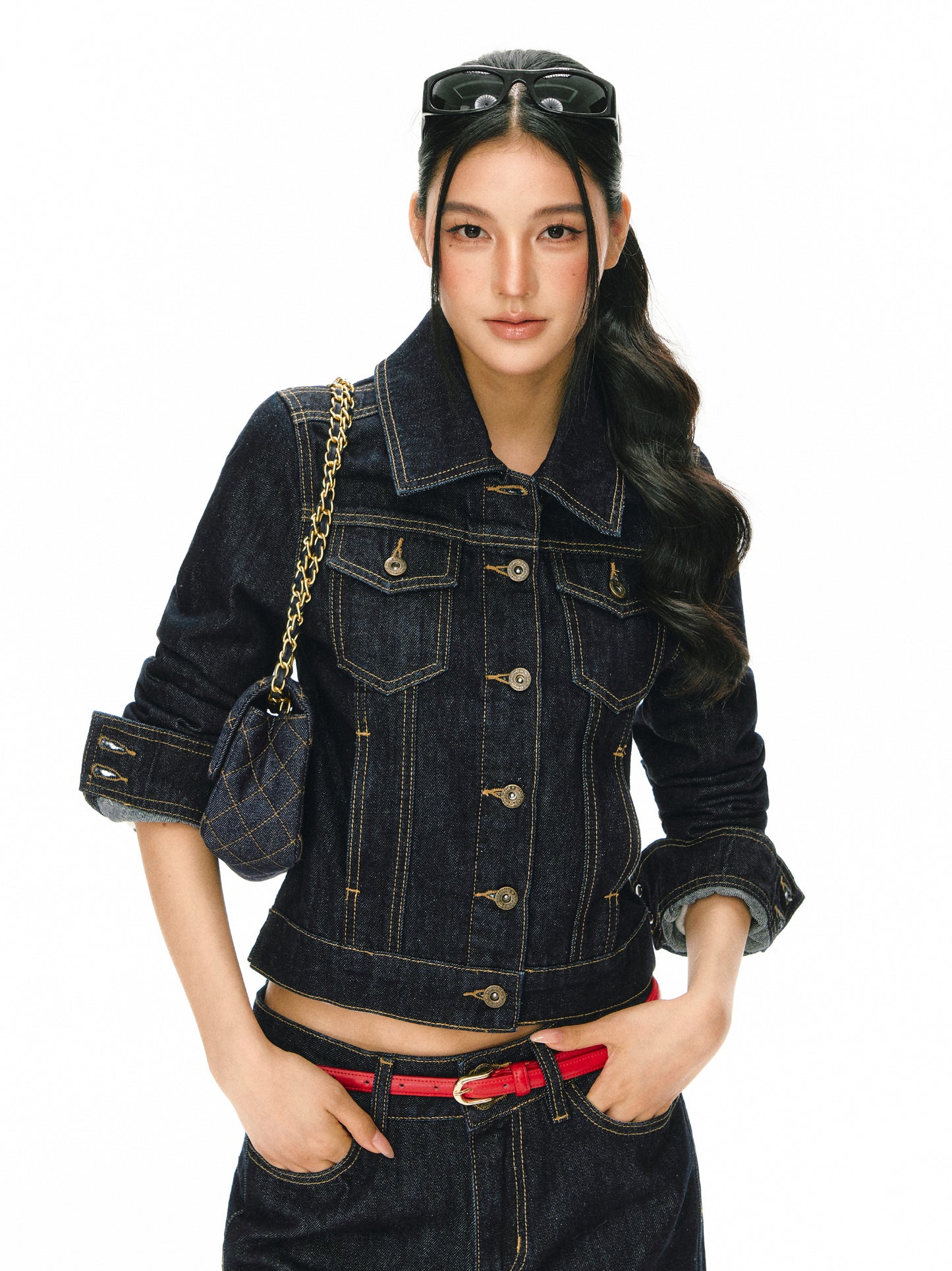 Deconstructed Casual Denim 2 Piece Outfit