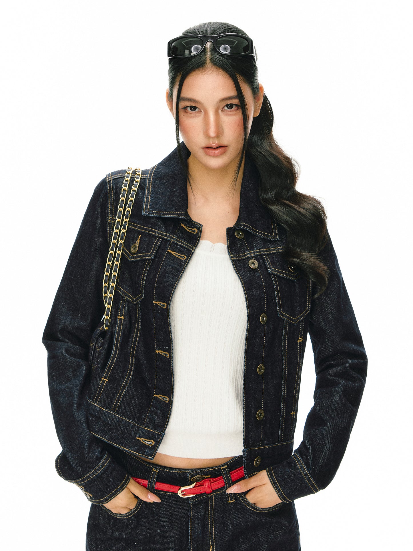 Deconstructed Casual Denim 2 Piece Outfit
