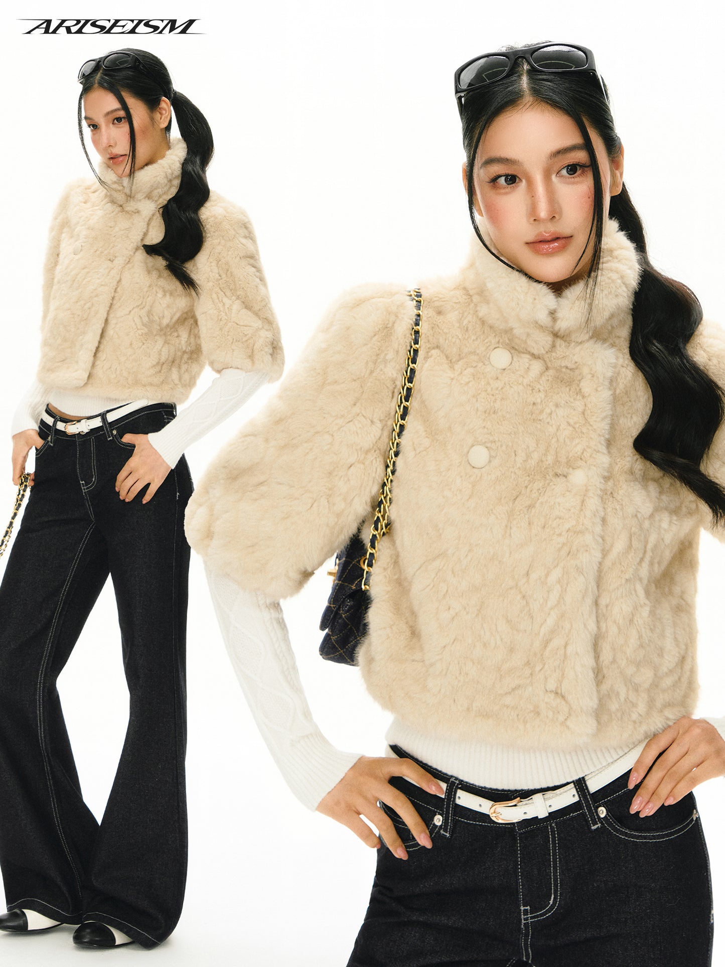 Theodora Faux Fur 3/4 Sleeve Coat