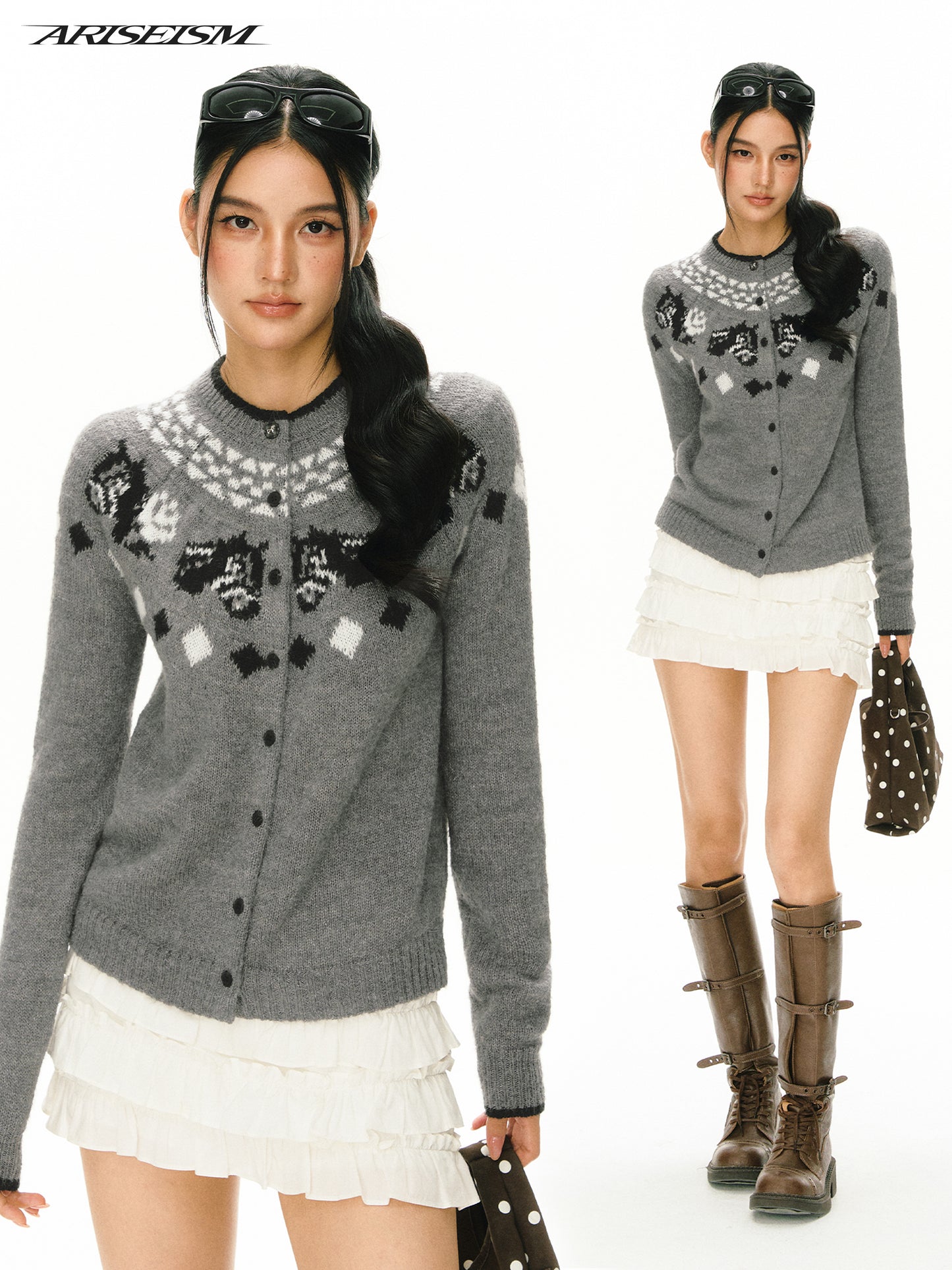 Seryn Pony Pattern Cardigan Sweater