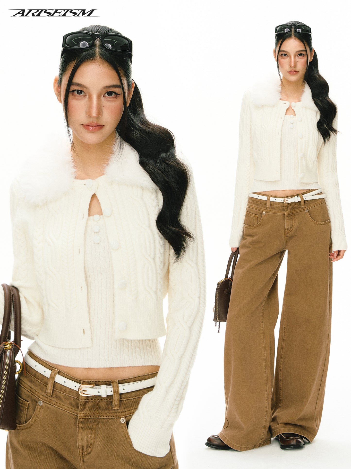 Rue Cable-knit Knit Sweater Set