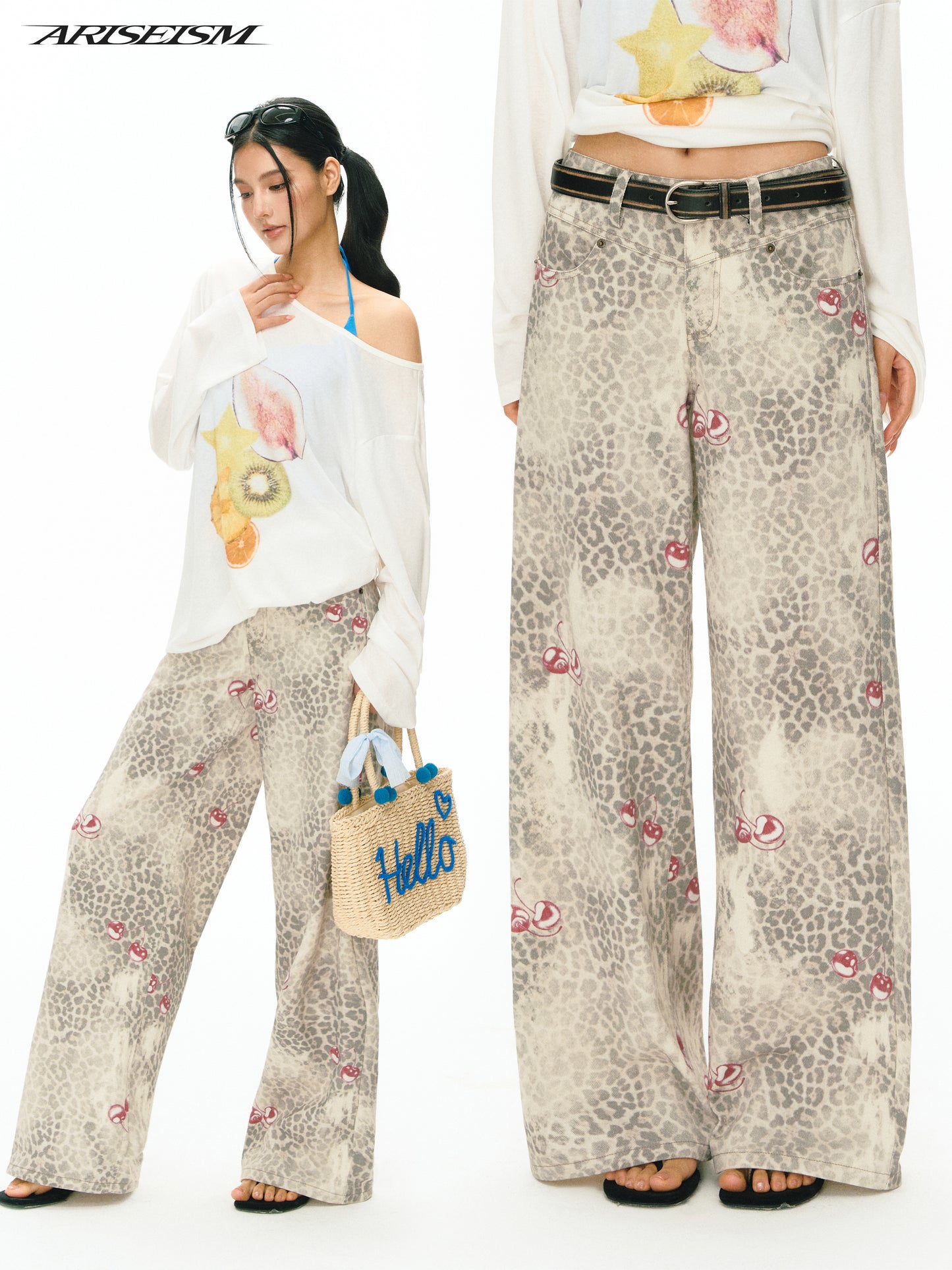 Kaelin Leopard‑cherry Print Pants