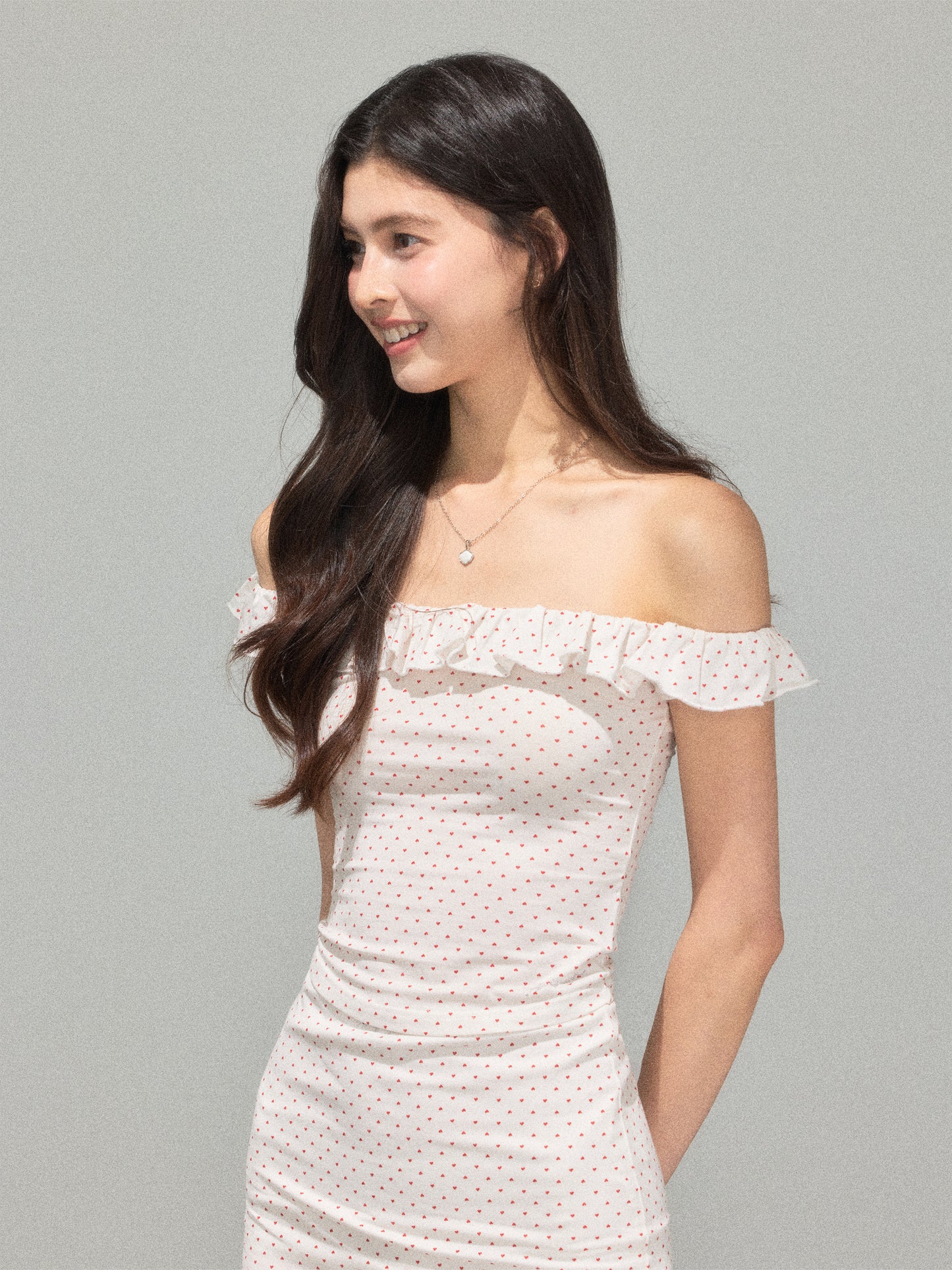Voss Kael Heart‑dot Off‑shoulder Top