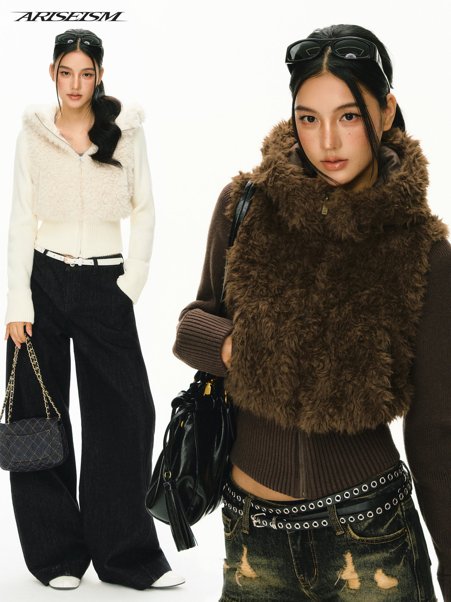 Elara Knit Spliced Sherpa Coat