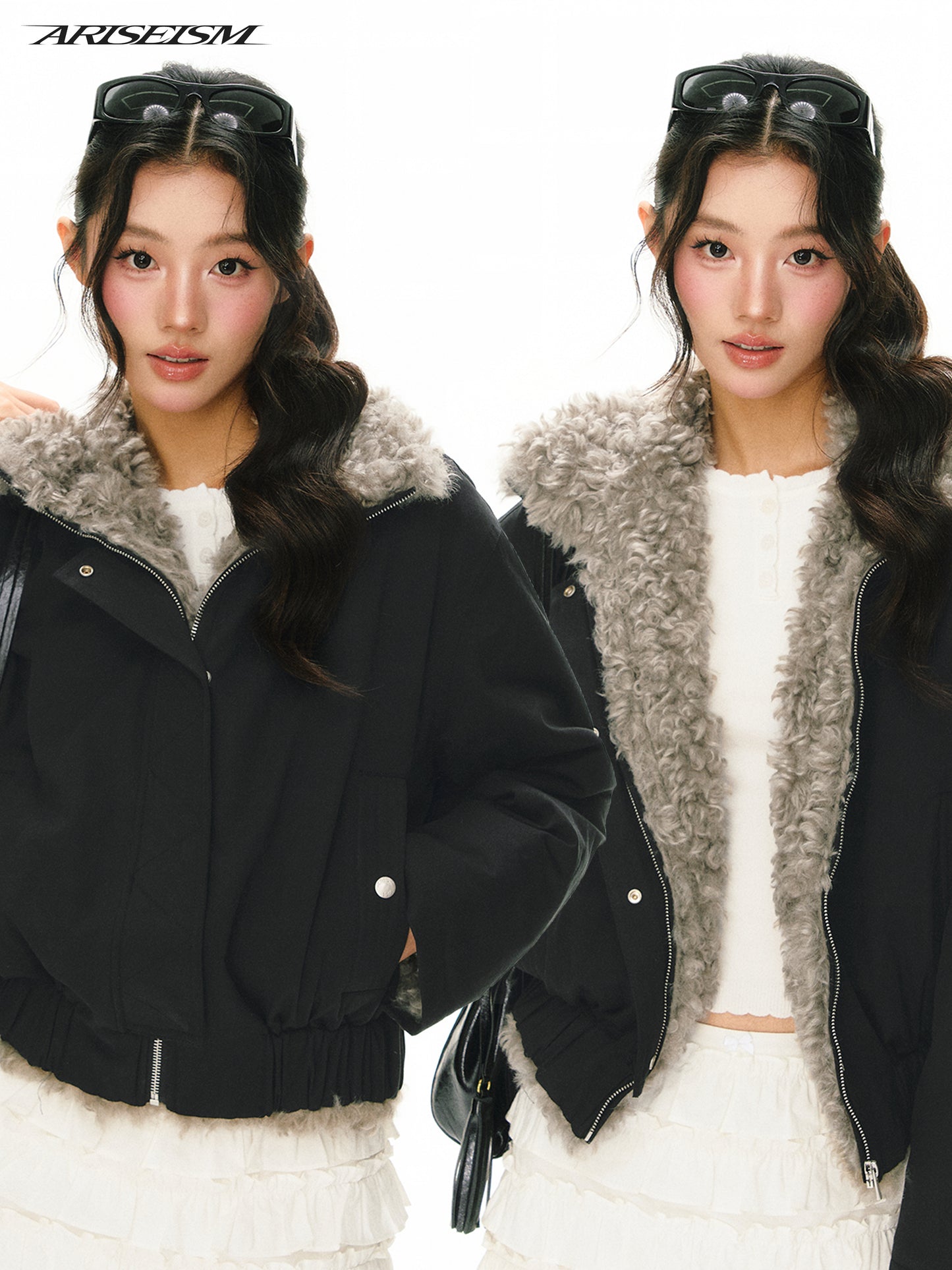 Elara Faux Fur Spliced Short Heavy Coat