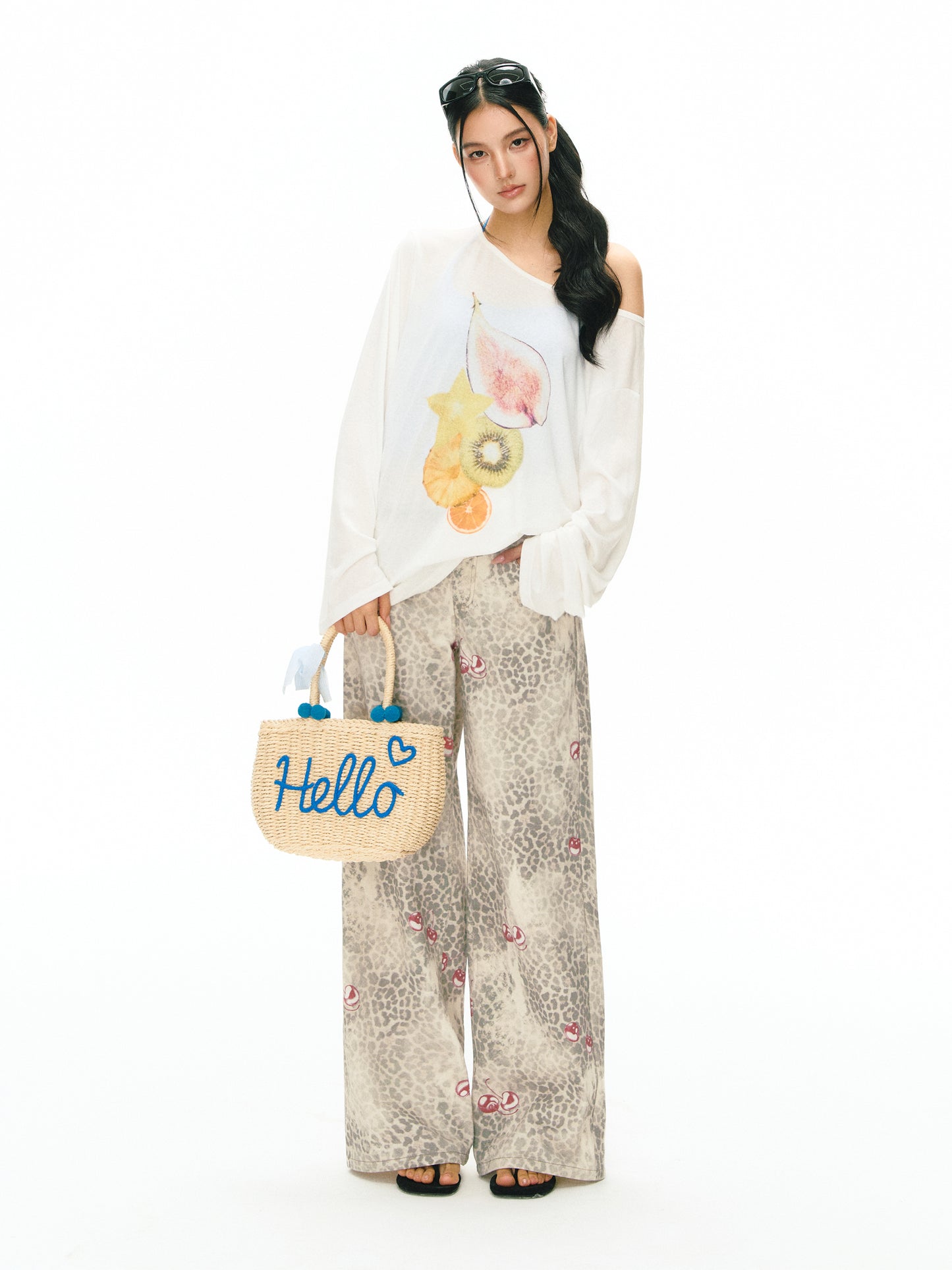 Kaelin Leopard‑cherry Print Pants
