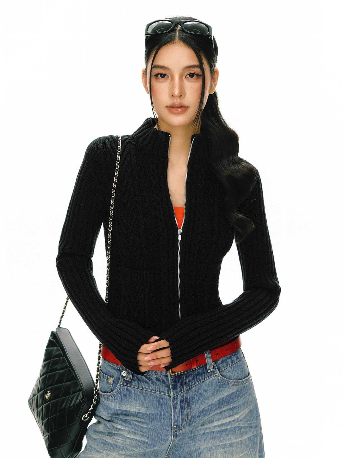 Matilda Stand Collar Cardigan Sweater