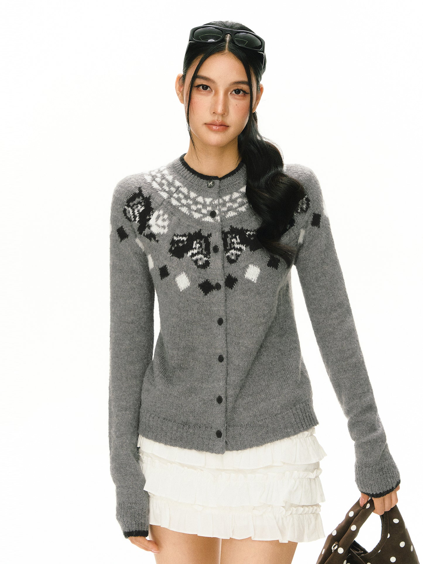 Seryn Pony Pattern Cardigan Sweater