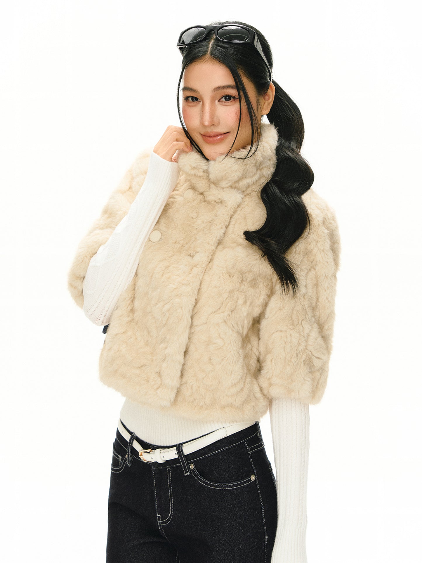 Theodora Faux Fur 3/4 Sleeve Coat
