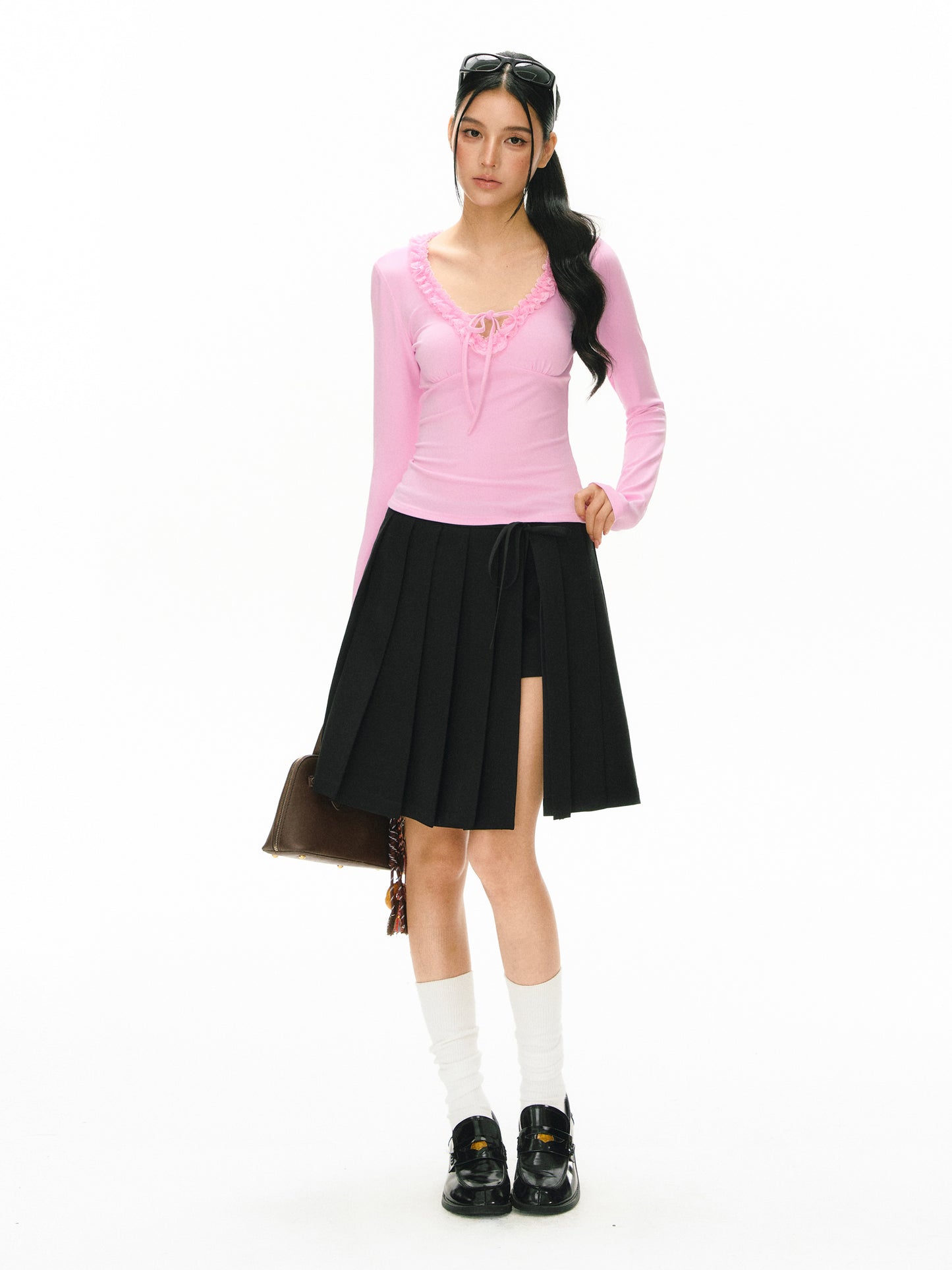Sage Rhys Split Pleated Skirt