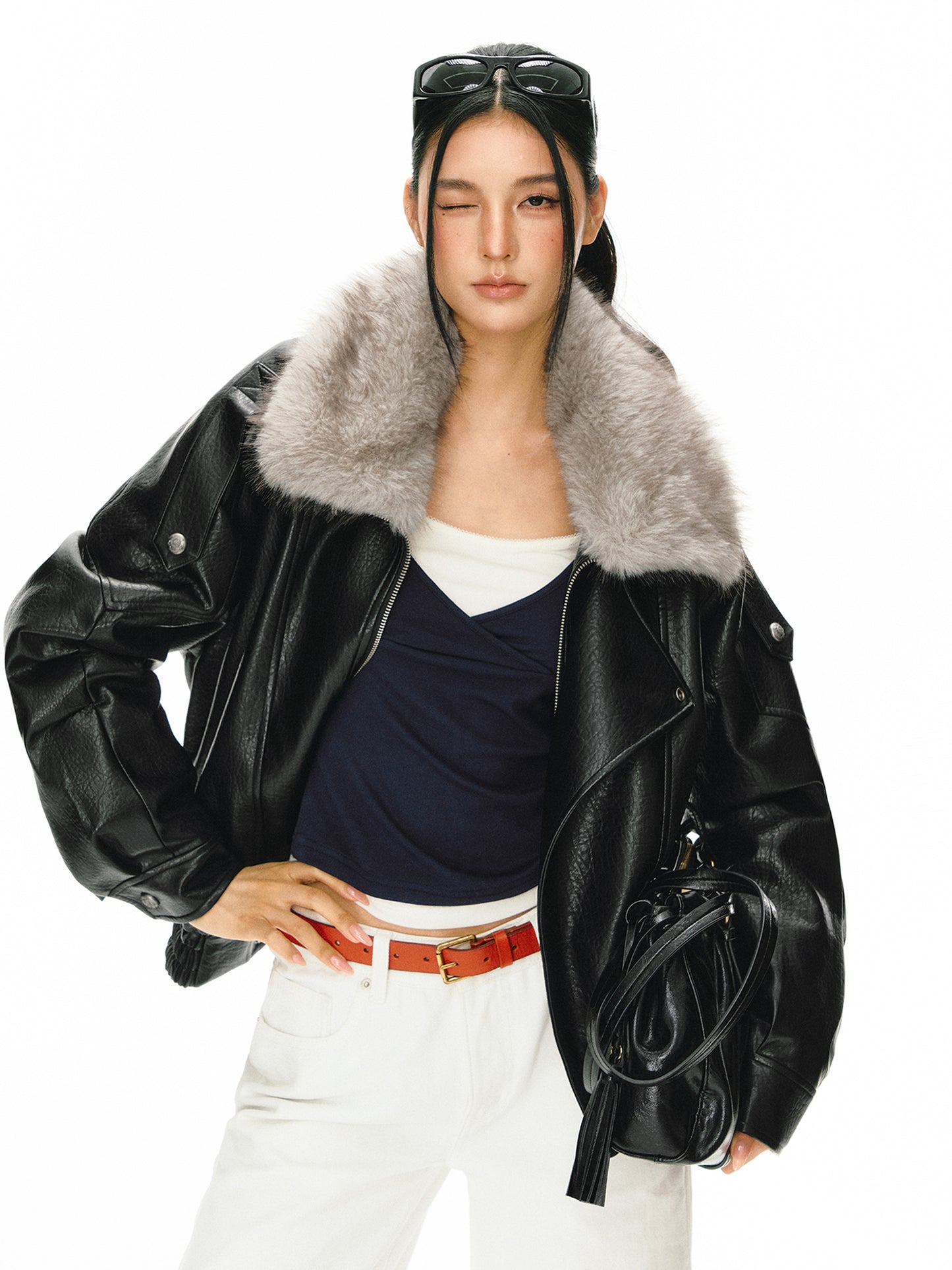 Nolwen PU Leather Padded Jacket