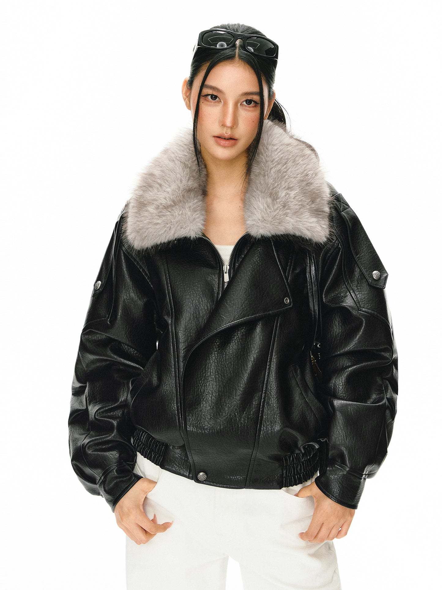 Nolwen PU Leather Padded Jacket