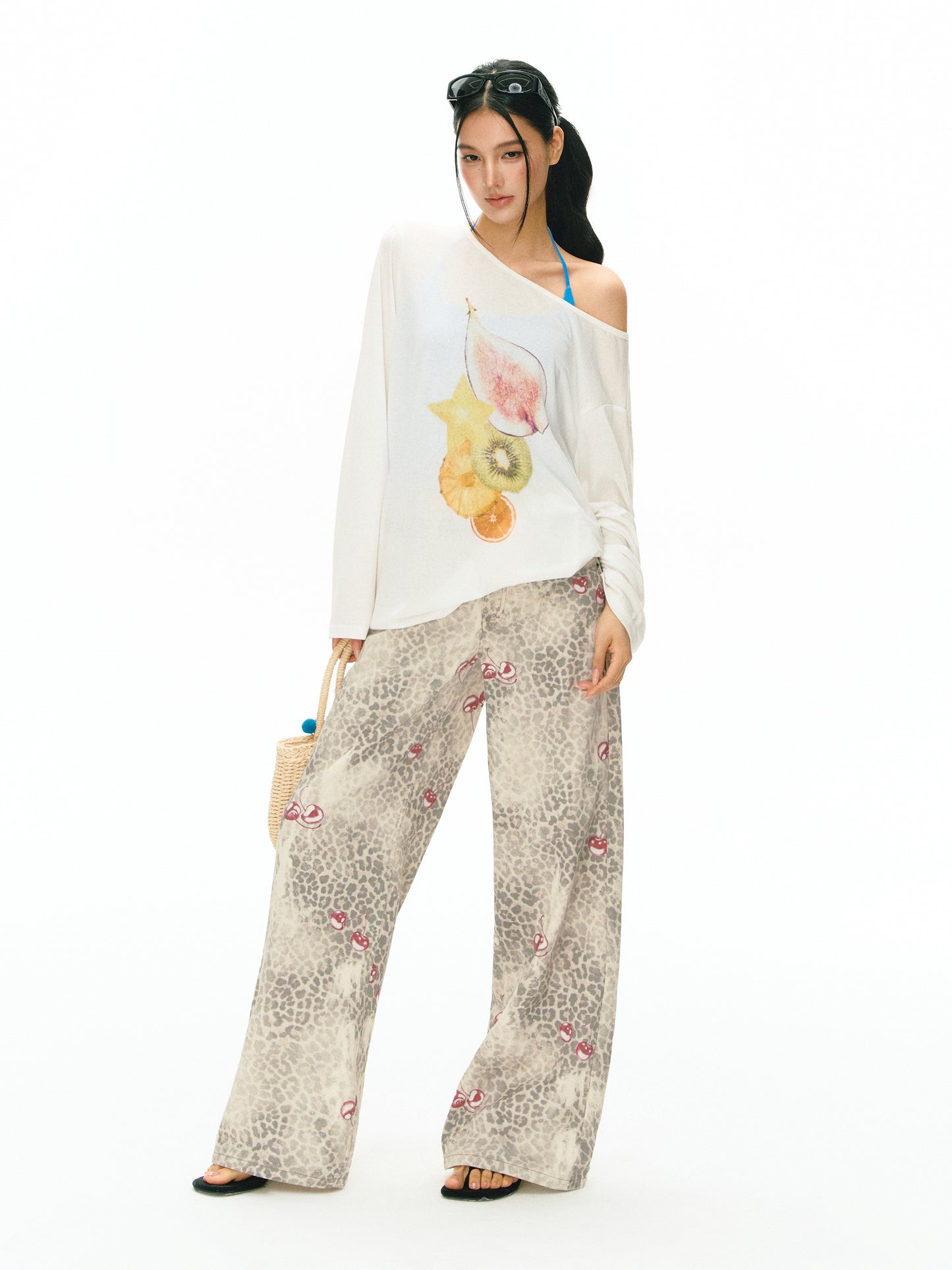 Kaelin Leopard‑cherry Print Pants