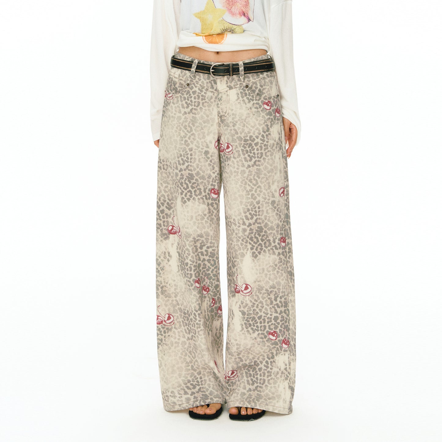 Kaelin Leopard‑cherry Print Pants