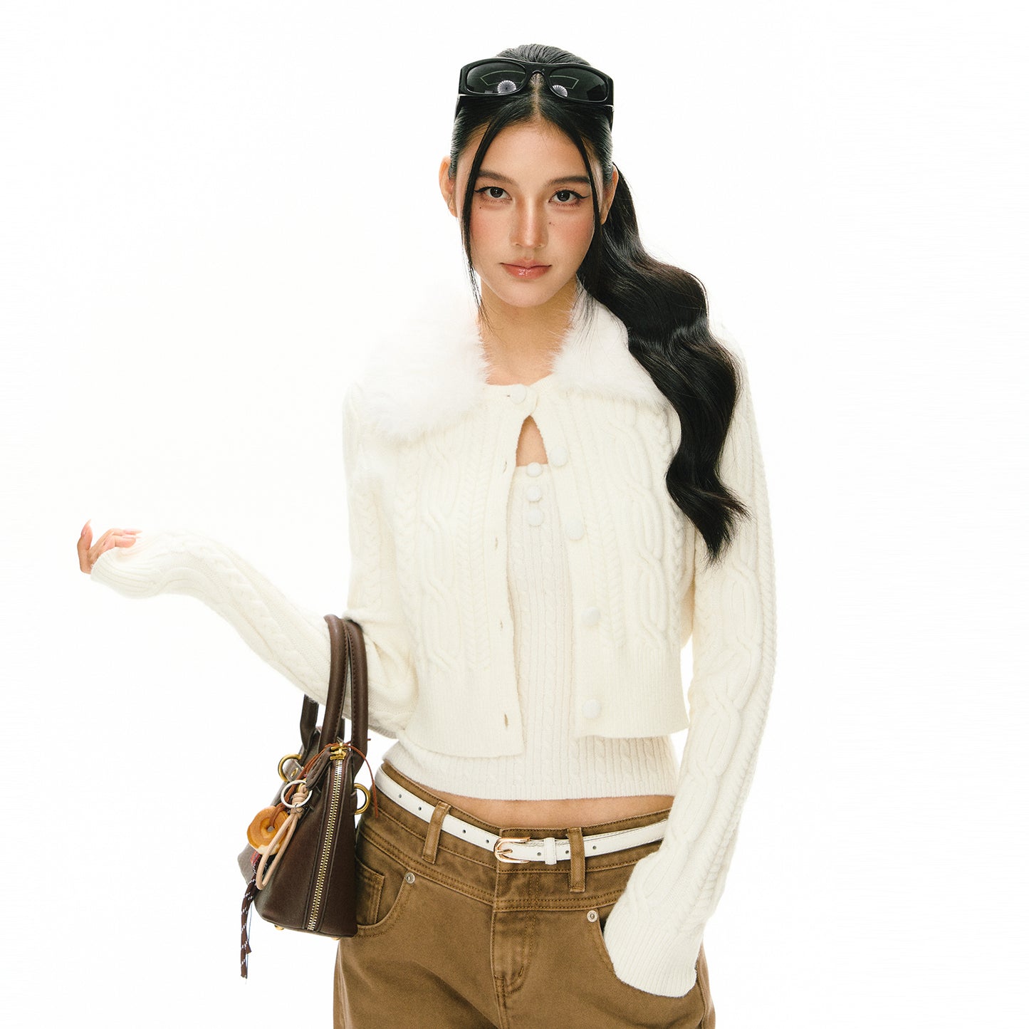 Rue Cable-knit Knit Sweater Set
